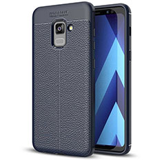 Silikon Hülle Handyhülle Gummi Schutzhülle Leder Tasche für Samsung Galaxy A5 (2018) A530F Blau