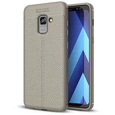 Silikon Hülle Handyhülle Gummi Schutzhülle Leder Tasche für Samsung Galaxy A5 (2018) A530F Grau