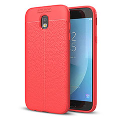 Silikon Hülle Handyhülle Gummi Schutzhülle Leder Tasche für Samsung Galaxy J5 (2017) SM-J750F Rot