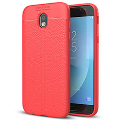 Silikon Hülle Handyhülle Gummi Schutzhülle Leder Tasche für Samsung Galaxy J7 (2017) Duos J730F Rot