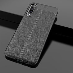 Silikon Hülle Handyhülle Gummi Schutzhülle Leder Tasche H01 für Samsung Galaxy A70 Schwarz