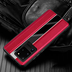 Silikon Hülle Handyhülle Gummi Schutzhülle Leder Tasche H04 für Samsung Galaxy S20 Ultra Rot
