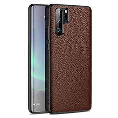 Silikon Hülle Handyhülle Gummi Schutzhülle Leder Tasche H05 für Huawei P30 Pro New Edition Braun