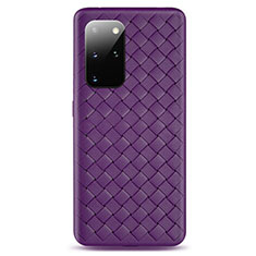 Silikon Hülle Handyhülle Gummi Schutzhülle Leder Tasche H05 für Samsung Galaxy S20 Plus Violett