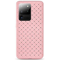 Silikon Hülle Handyhülle Gummi Schutzhülle Leder Tasche H05 für Samsung Galaxy S20 Ultra Rosa