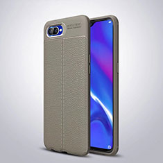 Silikon Hülle Handyhülle Gummi Schutzhülle Leder Tasche H06 für Oppo K1 Grau