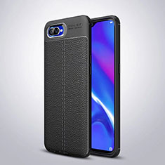 Silikon Hülle Handyhülle Gummi Schutzhülle Leder Tasche H06 für Oppo RX17 Neo Schwarz