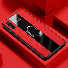 Silikon Hülle Handyhülle Gummi Schutzhülle Leder Tasche mit Magnetisch Fingerring Ständer S04 für Huawei Y9s Rot