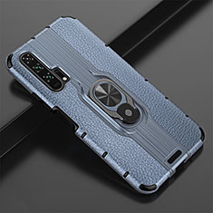 Silikon Hülle Handyhülle Gummi Schutzhülle Leder Tasche mit Magnetisch Fingerring Ständer T02 für Huawei Honor 20 Pro Blau