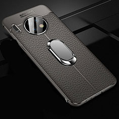 Silikon Hülle Handyhülle Gummi Schutzhülle Leder Tasche mit Magnetisch Fingerring Ständer Z02 für Huawei Mate 30E Pro 5G Grau