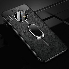 Silikon Hülle Handyhülle Gummi Schutzhülle Leder Tasche mit Magnetisch Fingerring Ständer Z02 für Huawei Mate 30E Pro 5G Schwarz