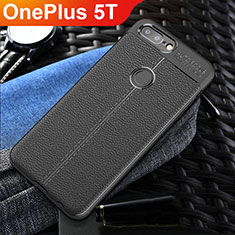 Silikon Hülle Handyhülle Gummi Schutzhülle Leder Tasche S01 für OnePlus 5T A5010 Schwarz