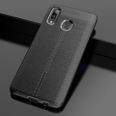 Silikon Hülle Handyhülle Gummi Schutzhülle Leder Tasche S01 für Samsung Galaxy A20 Schwarz