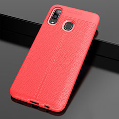 Silikon Hülle Handyhülle Gummi Schutzhülle Leder Tasche S01 für Samsung Galaxy A30 Rot