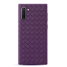 Silikon Hülle Handyhülle Gummi Schutzhülle Leder Tasche S01 für Samsung Galaxy Note 10 Violett