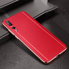 Silikon Hülle Handyhülle Gummi Schutzhülle Leder Tasche S02 für Huawei P20 Pro Rot