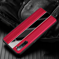 Silikon Hülle Handyhülle Gummi Schutzhülle Leder Tasche S02 für Oppo F15 Rot