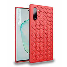 Silikon Hülle Handyhülle Gummi Schutzhülle Leder Tasche S02 für Samsung Galaxy Note 10 Rot