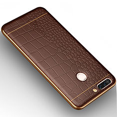 Silikon Hülle Handyhülle Gummi Schutzhülle Leder W01 für Huawei Honor 8 Pro Braun