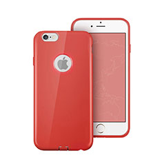 Silikon Hülle Handyhülle Gummi Schutzhülle Loch für Apple iPhone 6 Plus Rot
