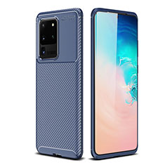 Silikon Hülle Handyhülle Gummi Schutzhülle Tasche Köper S02 für Samsung Galaxy S20 Ultra 5G Blau