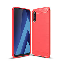 Silikon Hülle Handyhülle Gummi Schutzhülle Tasche Line C01 für Samsung Galaxy A70 Rot