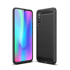 Silikon Hülle Handyhülle Gummi Schutzhülle Tasche Line C04 für Samsung Galaxy A70 Schwarz