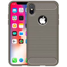 Silikon Hülle Handyhülle Gummi Schutzhülle Tasche Line für Apple iPhone Xs Max Grau