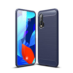 Silikon Hülle Handyhülle Gummi Schutzhülle Tasche Line für Huawei Nova 6 5G Blau