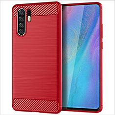 Silikon Hülle Handyhülle Gummi Schutzhülle Tasche Line für Huawei P30 Pro Rot