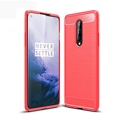 Silikon Hülle Handyhülle Gummi Schutzhülle Tasche Line für OnePlus 8 Rot