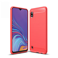 Silikon Hülle Handyhülle Gummi Schutzhülle Tasche Line für Samsung Galaxy A10 Rot