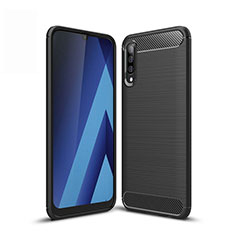 Silikon Hülle Handyhülle Gummi Schutzhülle Tasche Line für Samsung Galaxy A50 Schwarz