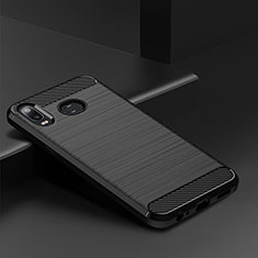 Silikon Hülle Handyhülle Gummi Schutzhülle Tasche Line für Samsung Galaxy A6s Schwarz