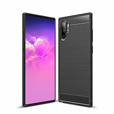 Silikon Hülle Handyhülle Gummi Schutzhülle Tasche Line für Samsung Galaxy Note 10 Plus 5G Schwarz