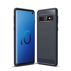 Silikon Hülle Handyhülle Gummi Schutzhülle Tasche Line für Samsung Galaxy S10 Blau