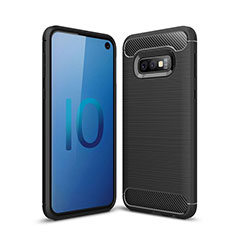 Silikon Hülle Handyhülle Gummi Schutzhülle Tasche Line für Samsung Galaxy S10e Schwarz