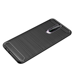 Silikon Hülle Handyhülle Gummi Schutzhülle Tasche Line für Xiaomi Redmi K30 5G Schwarz