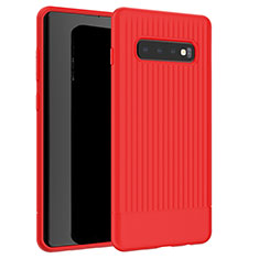 Silikon Hülle Handyhülle Gummi Schutzhülle Tasche Line L01 für Samsung Galaxy S10 5G Rot