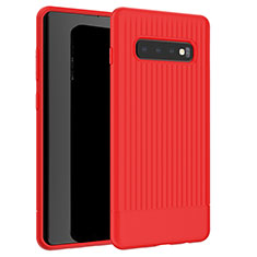 Silikon Hülle Handyhülle Gummi Schutzhülle Tasche Line L01 für Samsung Galaxy S10 Plus Rot