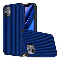 Silikon Hülle Handyhülle Gummi Schutzhülle Tasche Line Z01 für Apple iPhone 11 Blau