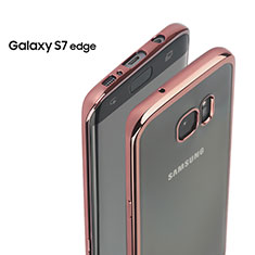 Silikon Hülle Handyhülle Rahmen Schutzhülle Durchsichtig Transparent für Samsung Galaxy S7 Edge G935F Rosegold