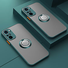 Silikon Hülle Handyhülle Rahmen Schutzhülle Durchsichtig Transparent Ganzkörper mit Magnetisch Fingerring Ständer T01 für Xiaomi Mi 11X Pro 5G Grün
