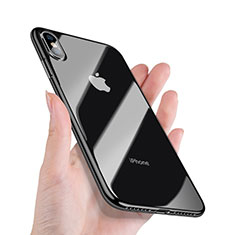 Silikon Hülle Handyhülle Rahmen Schutzhülle Durchsichtig Transparent Spiegel 360 Grad C02 für Apple iPhone Xs Max Schwarz