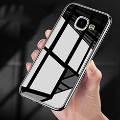 Silikon Hülle Handyhülle Rahmen Schutzhülle Durchsichtig Transparent Spiegel 360 Grad für Samsung Galaxy A9 Pro (2016) SM-A9100 Schwarz