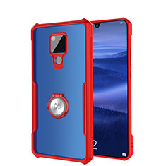 Silikon Hülle Handyhülle Rahmen Schutzhülle Durchsichtig Transparent Spiegel 360 Grad Ganzkörper mit Magnetisch Fingerring Ständer für Huawei Mate 20 X 5G Rot