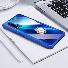 Silikon Hülle Handyhülle Rahmen Schutzhülle Durchsichtig Transparent Spiegel 360 Grad Ganzkörper mit Magnetisch Fingerring Ständer für Huawei Nova 6 5G Blau