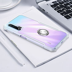 Silikon Hülle Handyhülle Rahmen Schutzhülle Durchsichtig Transparent Spiegel 360 Grad Ganzkörper mit Magnetisch Fingerring Ständer für Huawei Nova 6 Klar