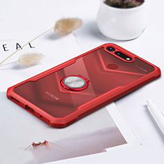 Silikon Hülle Handyhülle Rahmen Schutzhülle Durchsichtig Transparent Spiegel 360 Grad mit Magnetisch Fingerring Ständer für Huawei Honor View 20 Rot