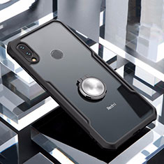 Silikon Hülle Handyhülle Rahmen Schutzhülle Durchsichtig Transparent Spiegel 360 Grad mit Magnetisch Fingerring Ständer für Xiaomi Redmi Note 7 Schwarz